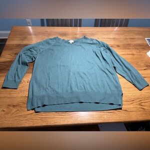 Lucky Brand Women’s Teal V-Neck Raglan Knit Long Sleeve Sweater XXL Pullover